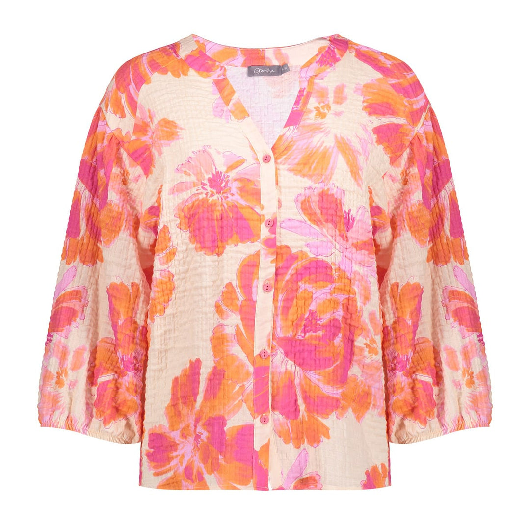 Geisha blouse 63490-20 oranje dessin – dames