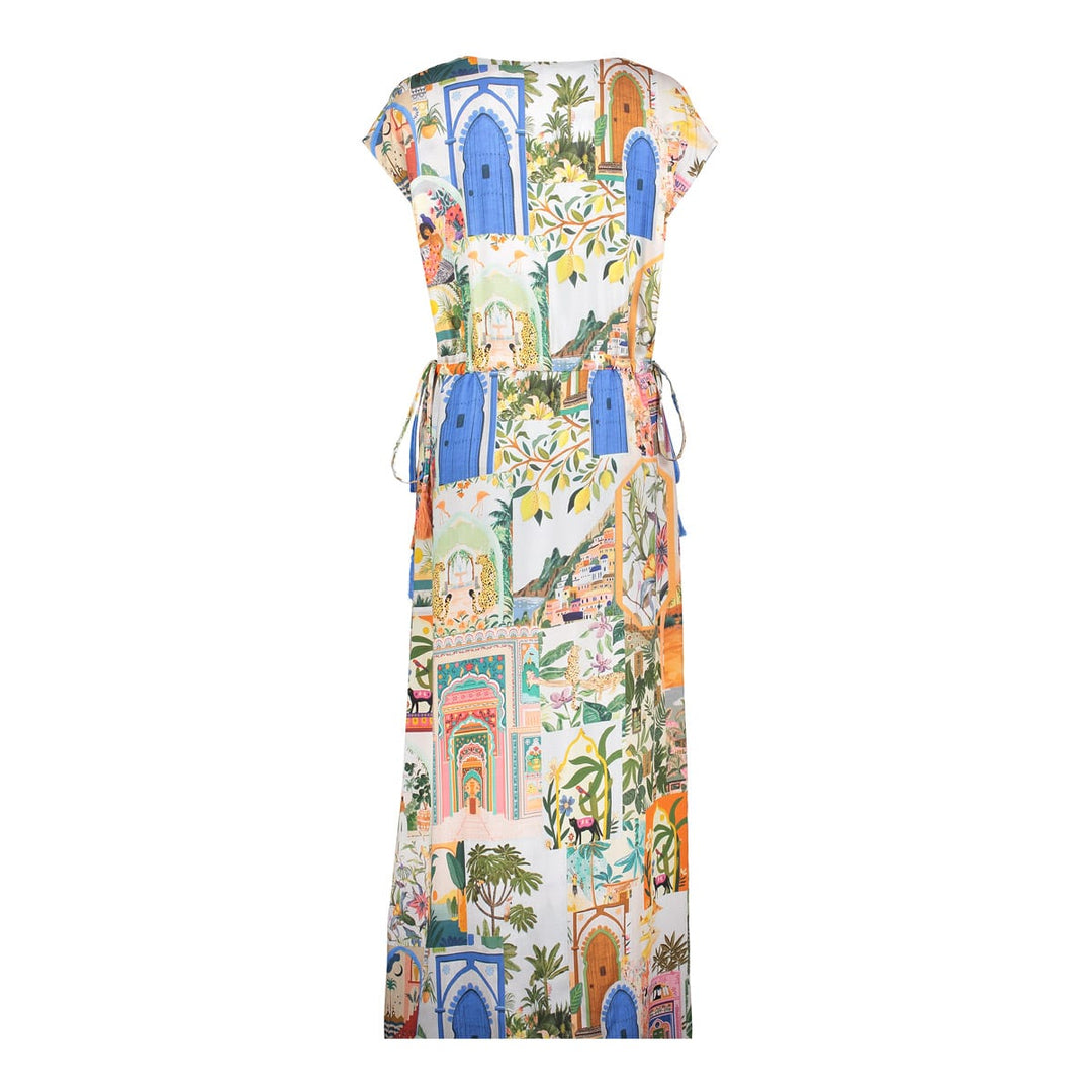 Geisha jurk midi dames ecru dessin – 67399-20