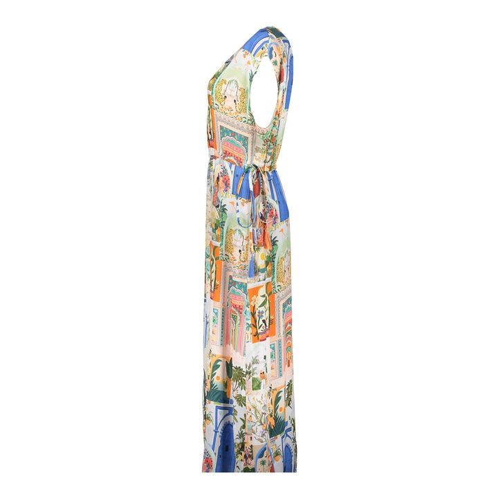 Geisha jurk midi dames ecru dessin – 67399-20