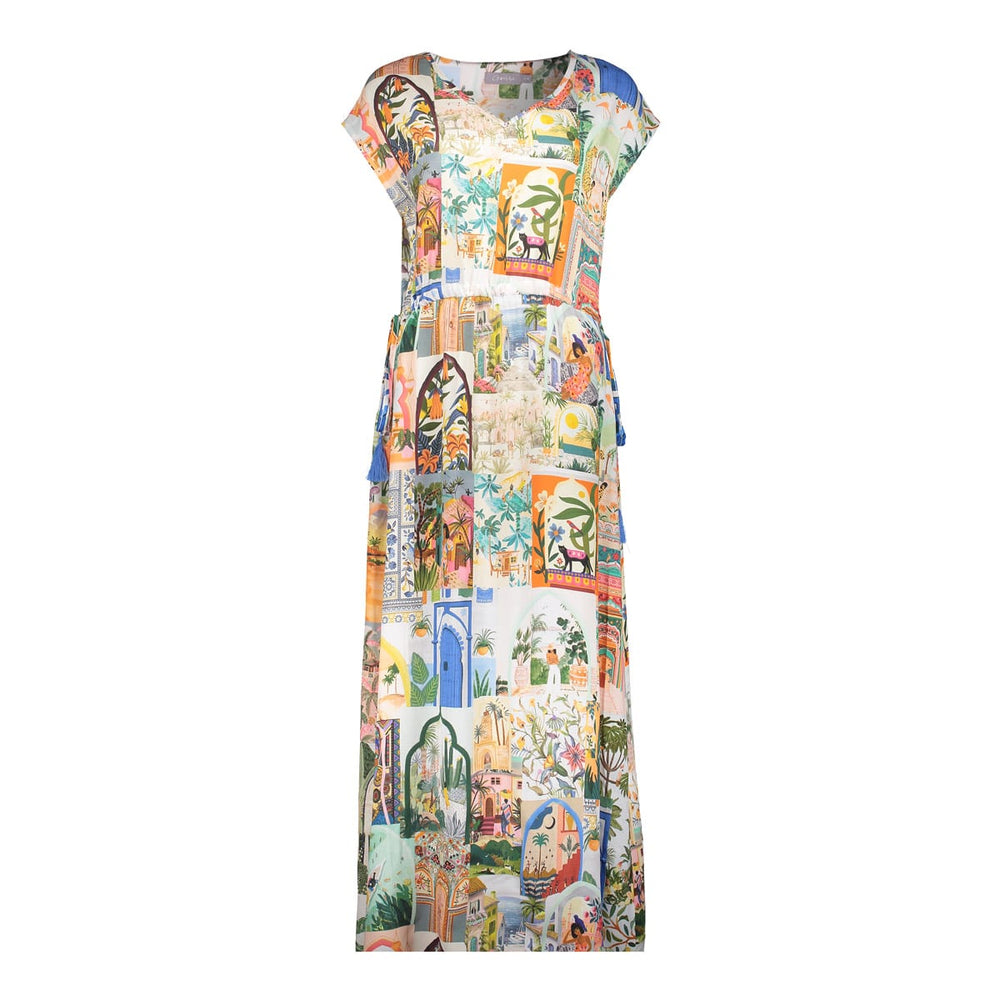 Geisha jurk midi dames ecru dessin – 67399-20