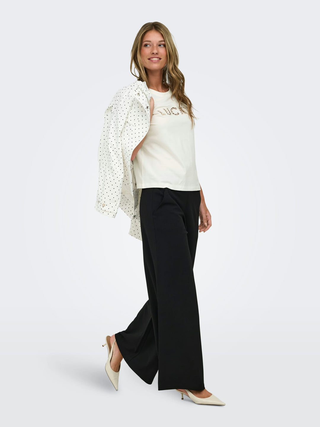 Jacqueline de Yong t-shirt Selma off-white – dames
