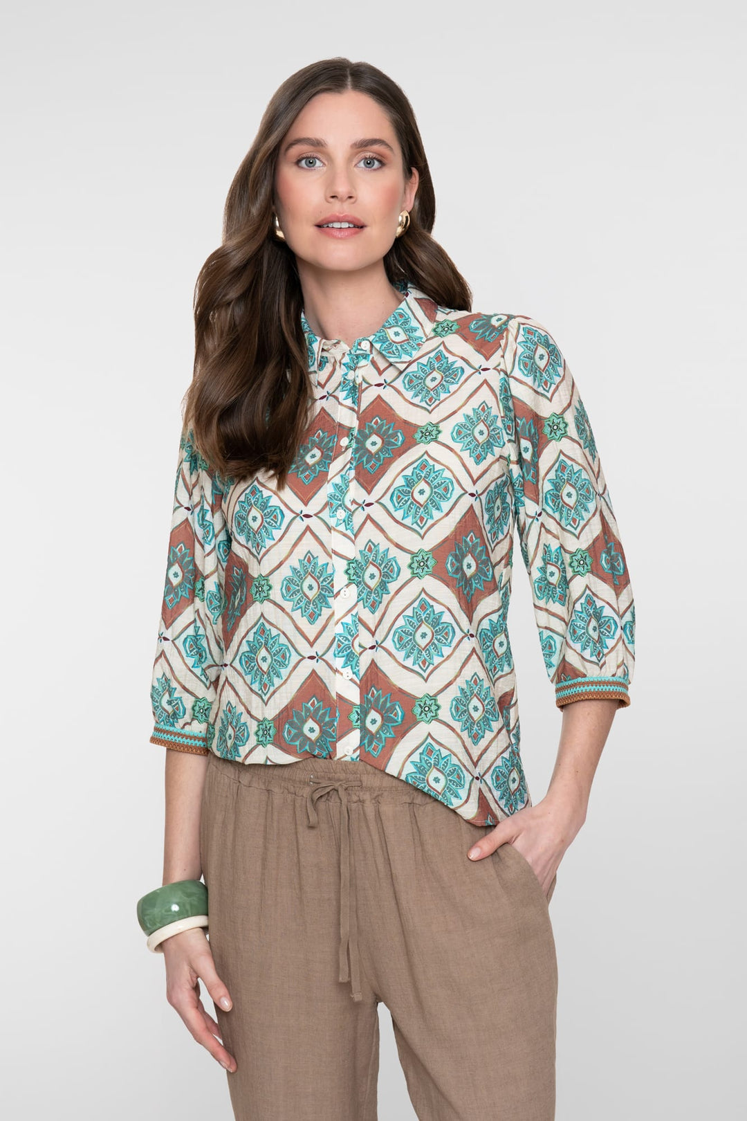 Geisha blouse 63453-20 ecru dessin – dames