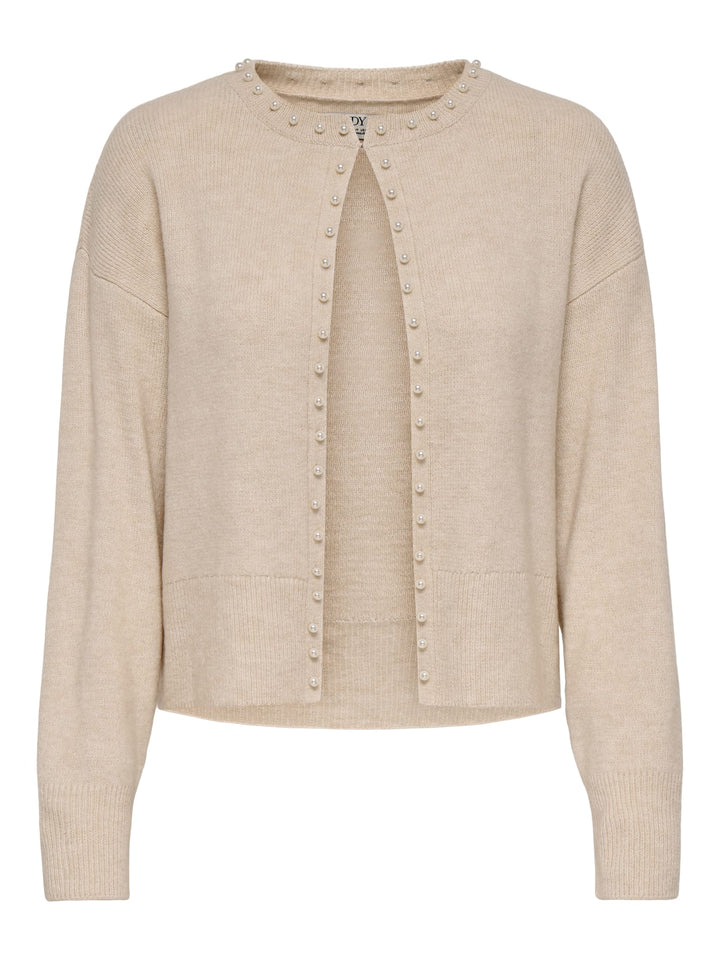 Jacqueline de Yong Emmali vest gebreid dames – beige