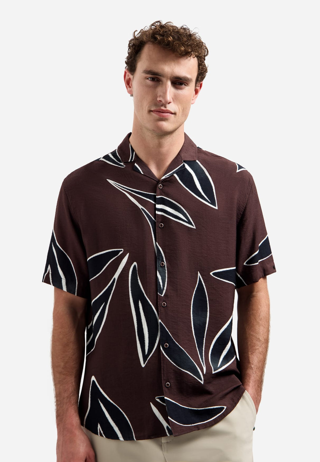 No excess 32460448 overhemd l/m bruin dessin – heren