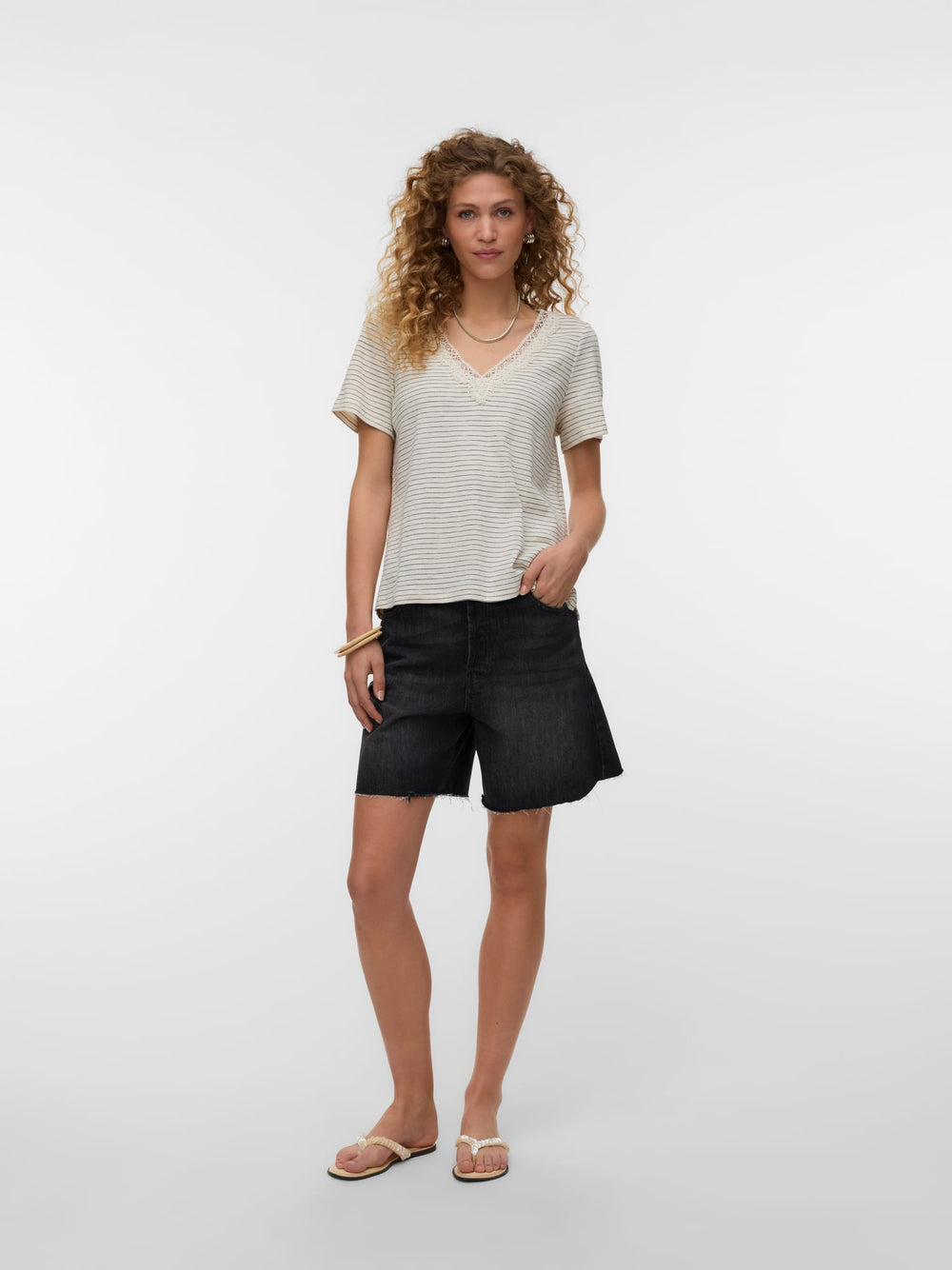 VERO MODA Karoline T-shirt dames ecru dessin