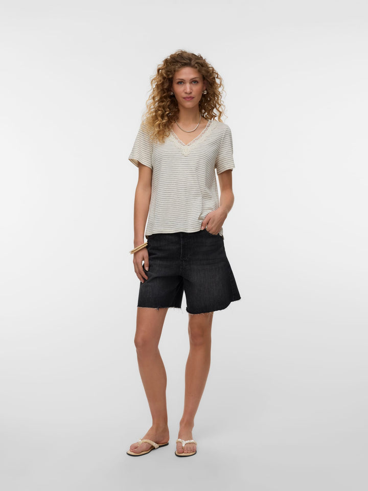 VERO MODA Karoline T-shirt dames ecru dessin