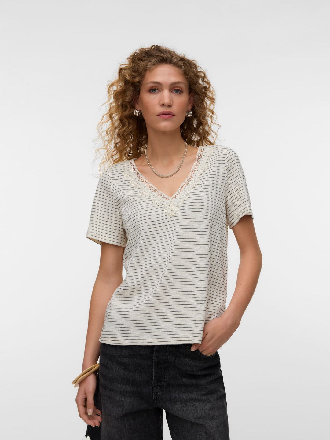 VERO MODA Karoline T-shirt dames ecru dessin