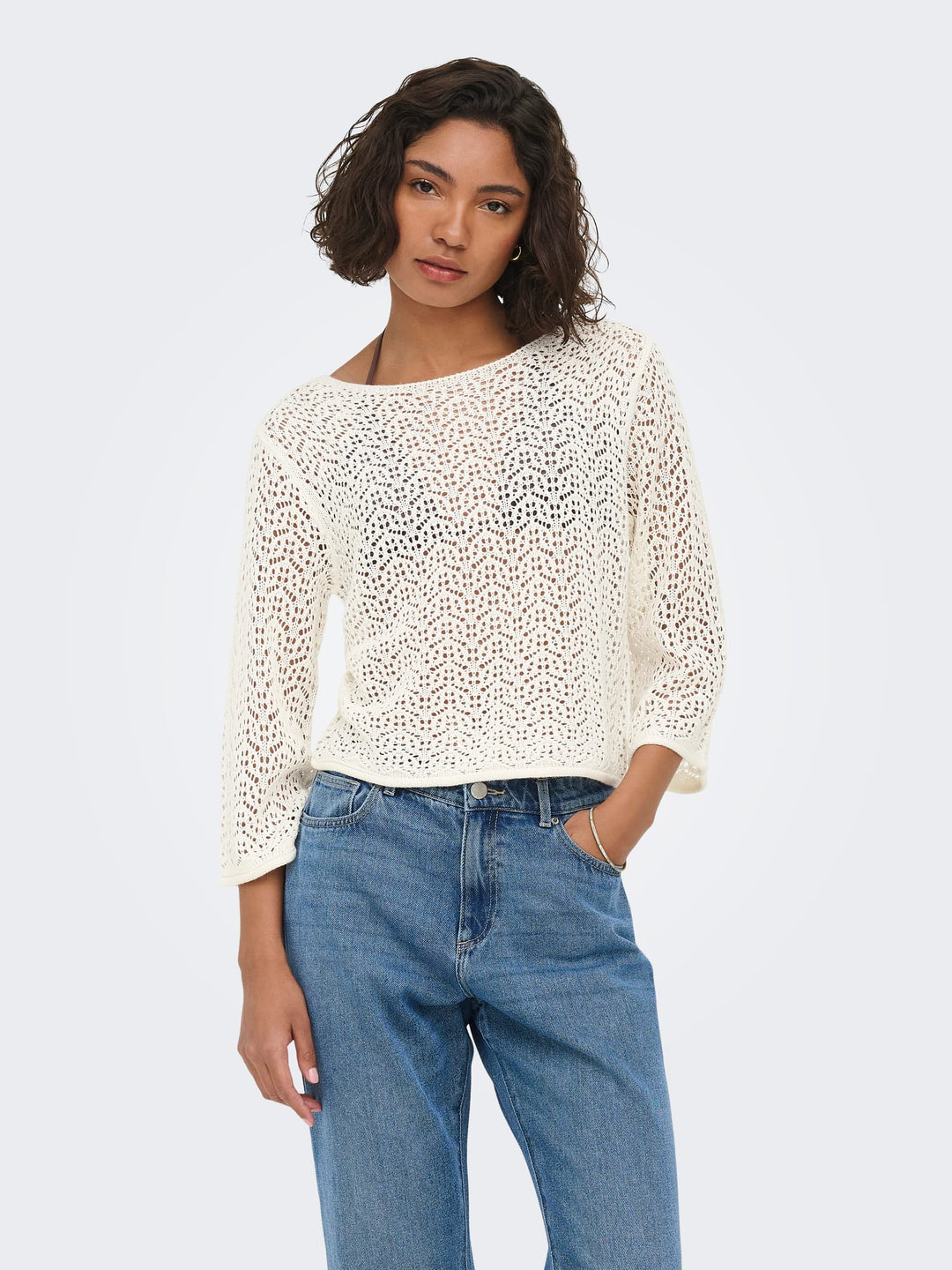 Jacqueline de Yong 15384301 Mika - dames trui off-white
