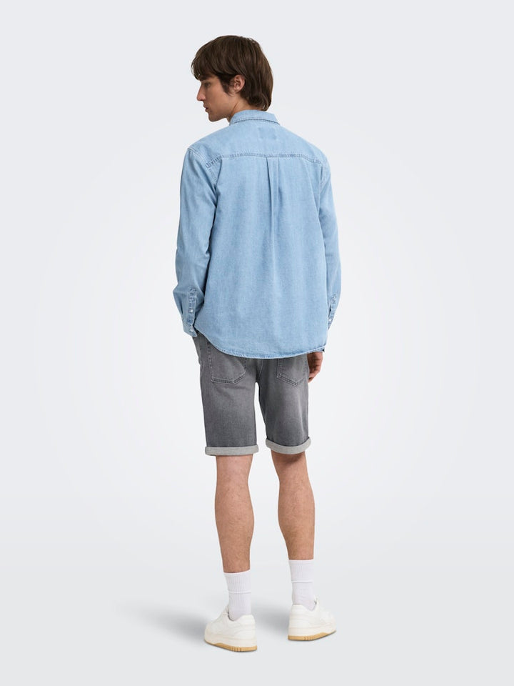 ONLY & SONS 22036600 Orson overhemd l/m denim blue denim – heren