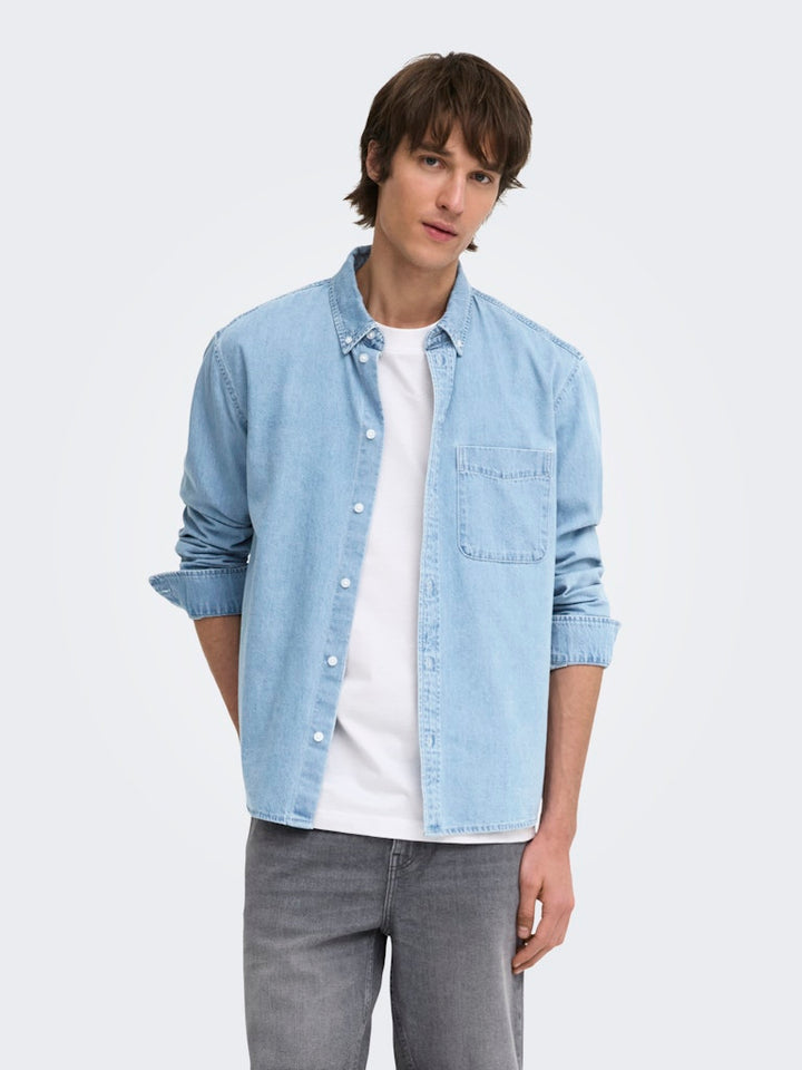 ONLY & SONS Orson denim overhemd – heren - Blue Denim