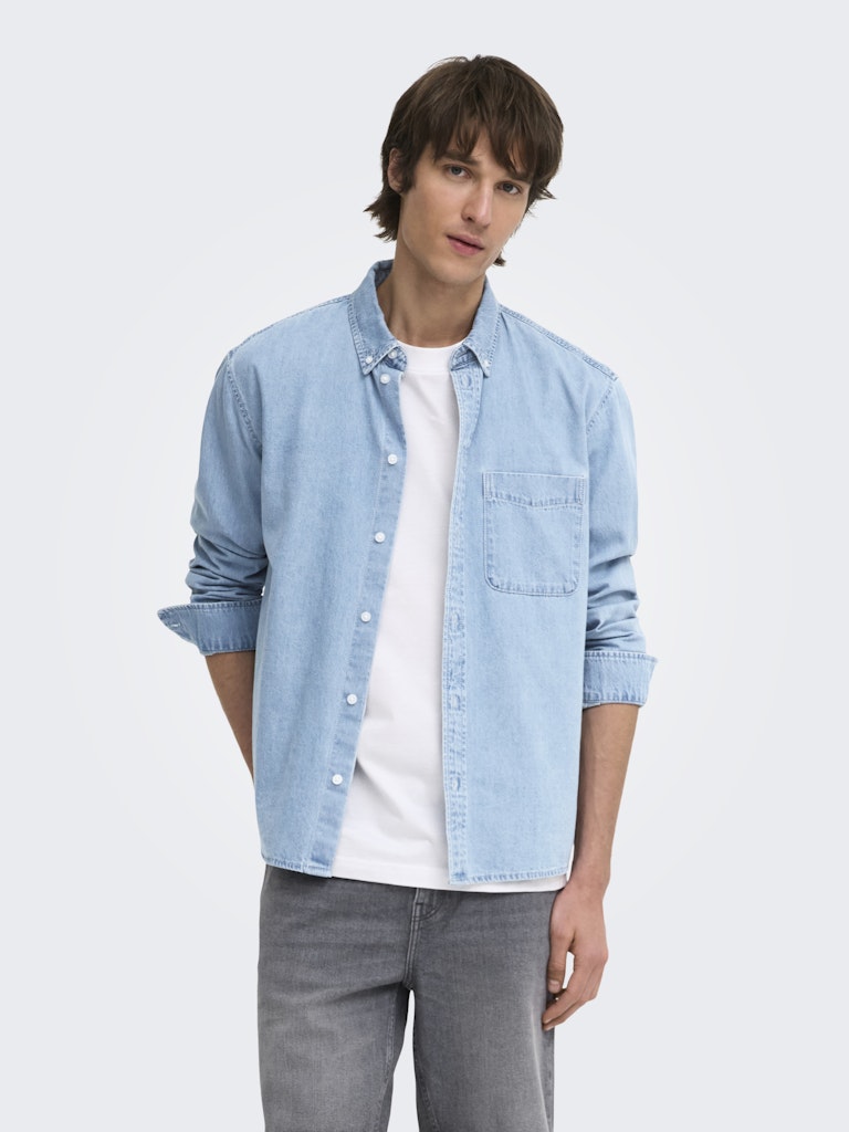 ONLY & SONS 22036600 Orson overhemd l/m denim blue denim – heren