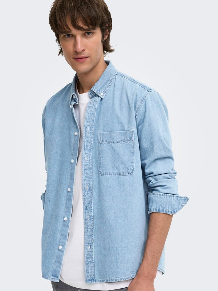 ONLY & SONS Orson denim overhemd – heren - Blue Denim