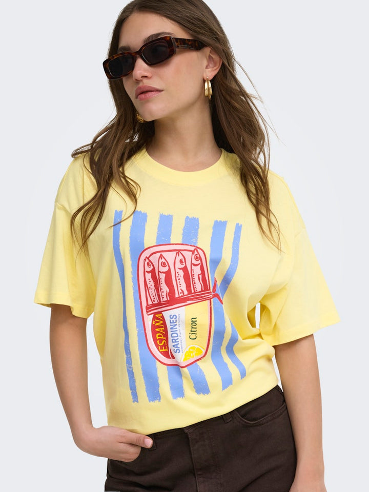 Only ONLVIVVI S/S Lovely Top geel – dames T-shirt
