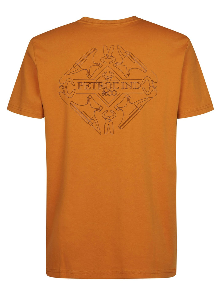 Petrol men M-3060-TSR618 overhemd l/m ecru dessin - Oranje