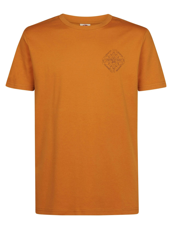 Petrol men M-3060-TSR618 overhemd l/m ecru dessin - Oranje