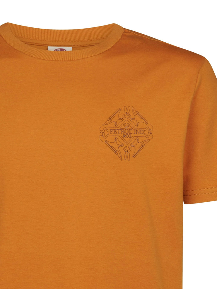 Petrol men M-3060-TSR618 overhemd l/m ecru dessin - Oranje