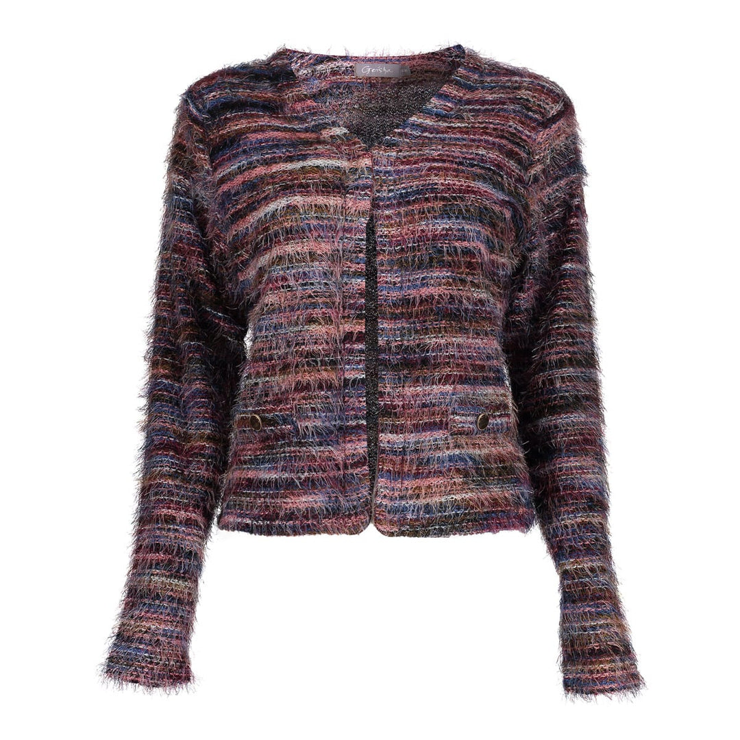 Geisha 64500-10 vest gebreid dames rood dessin