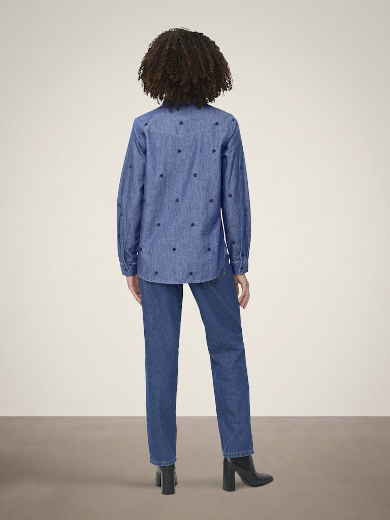 Jacqueline de Yong blouse denim dames – JDYLOVE L/S EMBR SHIRT - Blue Denim
