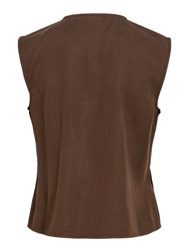 Vila VITEVIRA SL TIESTRING TOP bruin – dames top