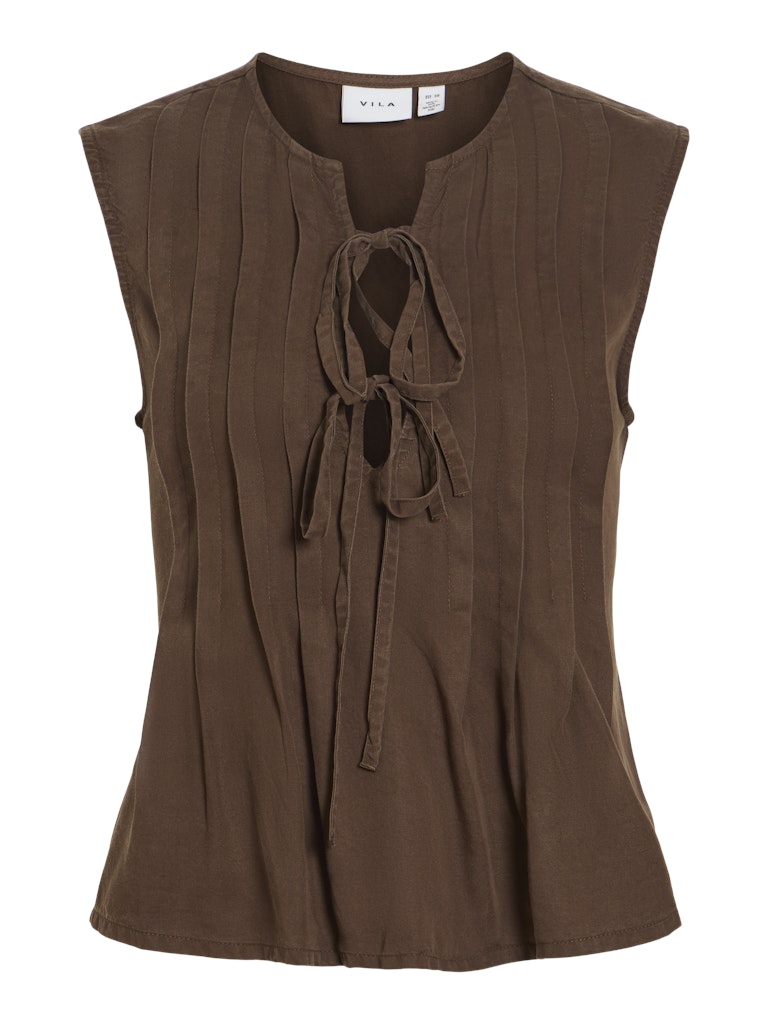 Vila VITEVIRA SL TIESTRING TOP bruin – dames top