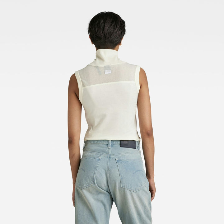 G-Star Fabric mix funnel tank top ecru – dames