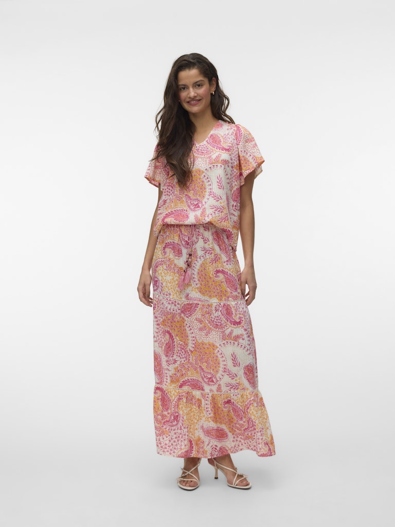 VERO MODA 10344759 Nina maxi rok – dames - Roze Dessin