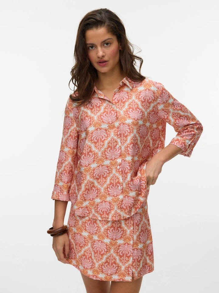 VERO MODA 10349830 Evelijn blouse l/m dames - oranje dessin