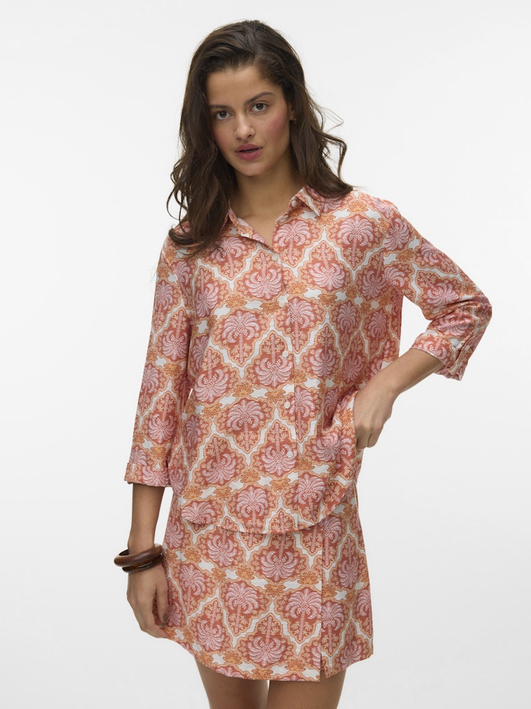 VERO MODA 10349830 Evelijn blouse l/m dames oranje dessin