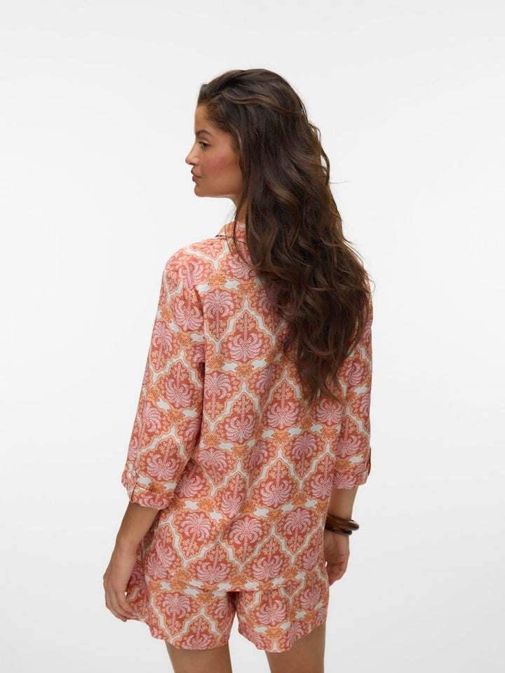 VERO MODA 10349830 Evelijn blouse l/m dames - oranje dessin