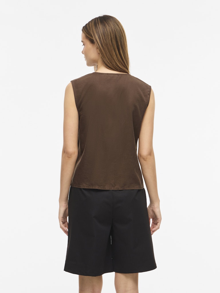 Vila VITEVIRA SL TIESTRING TOP bruin – dames top