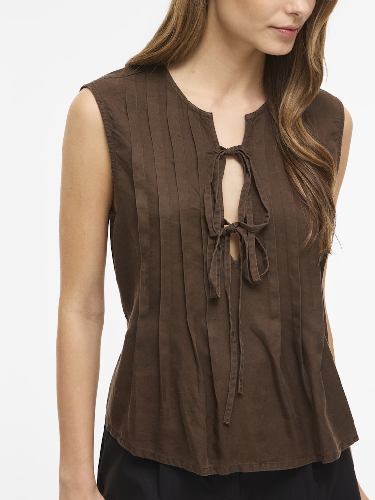 Vila VITEVIRA SL TIESTRING TOP bruin – dames top