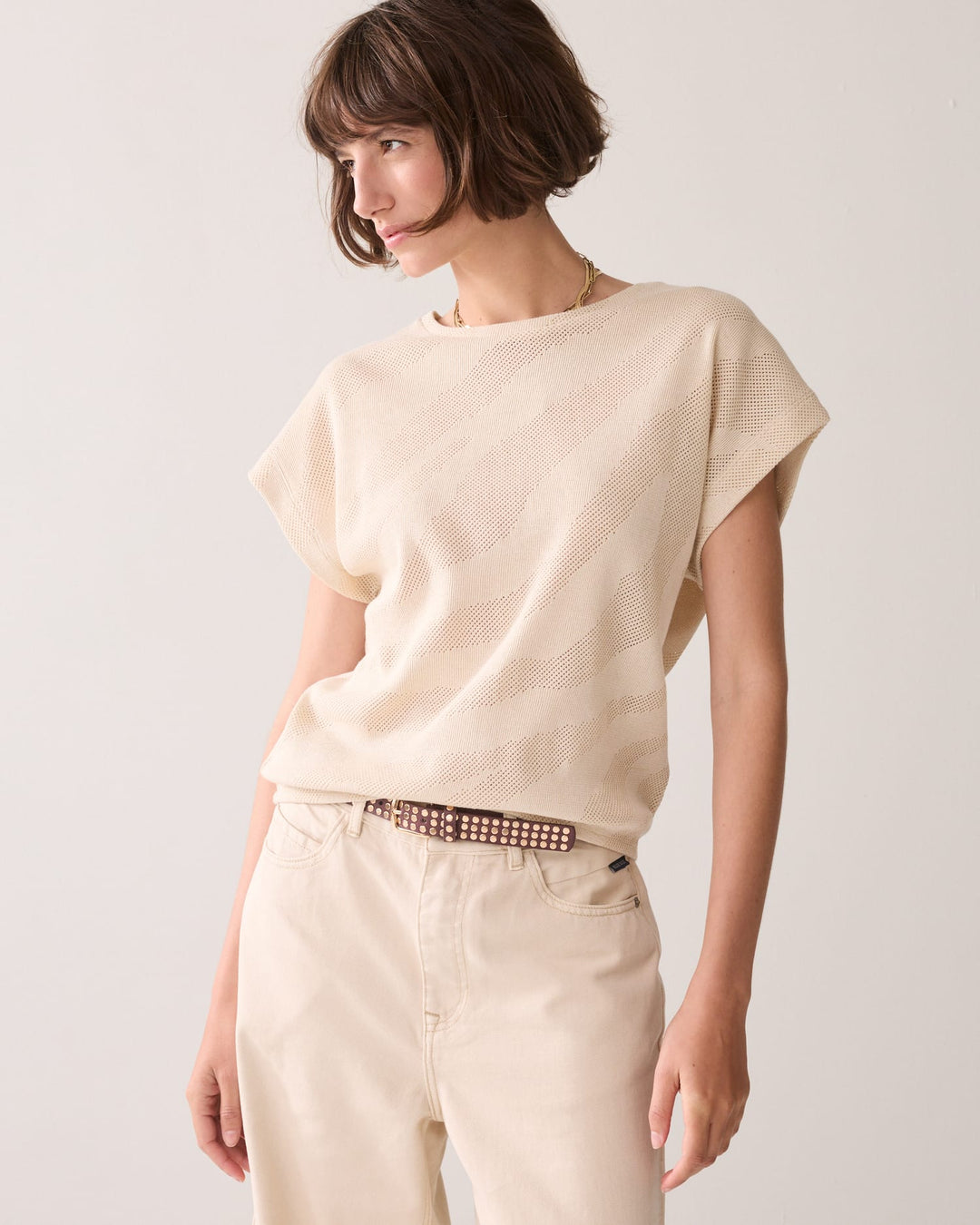 Summum Top Camou gauze ecru – dames