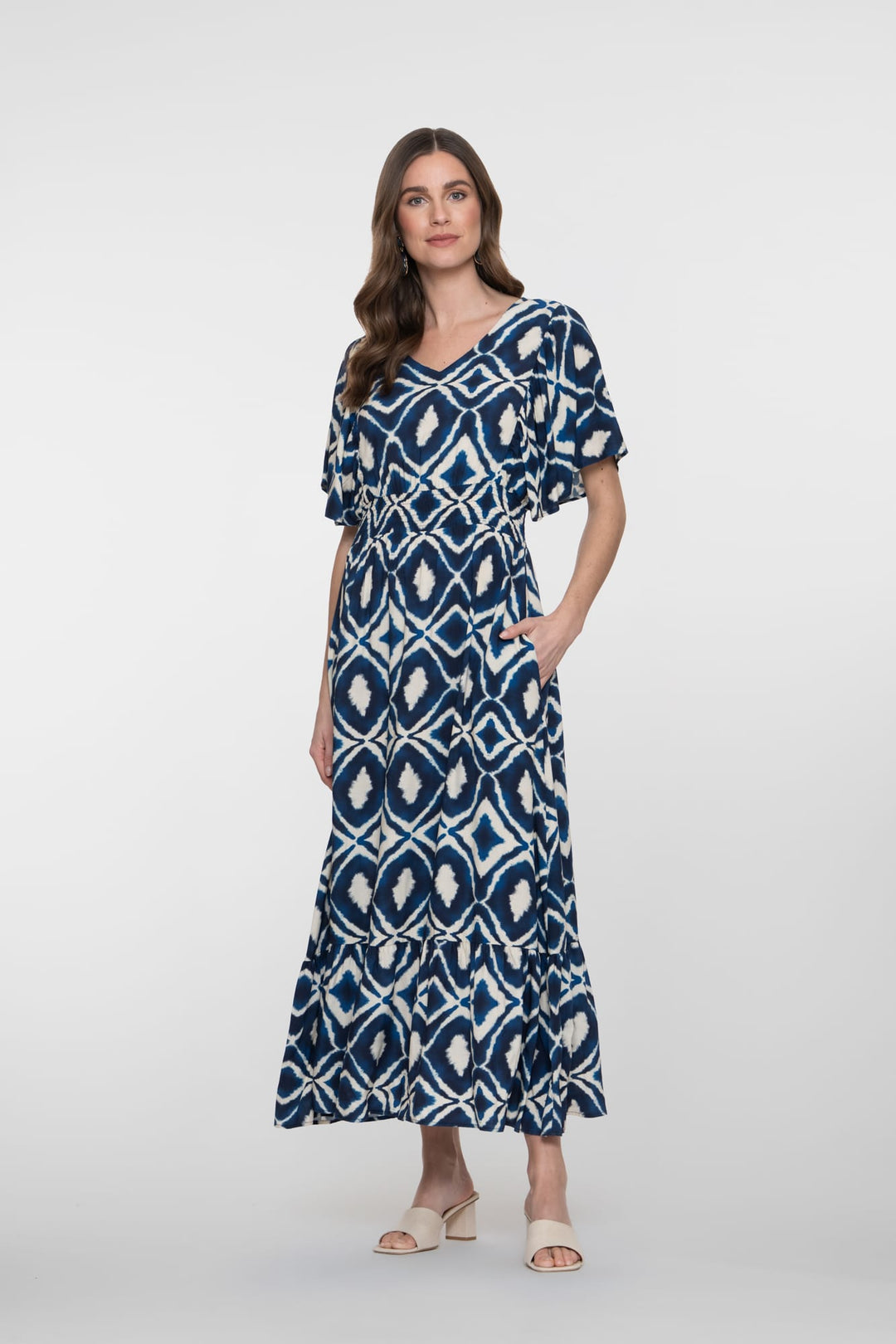 Geisha 67116-20 midi jurk blauw dessin – dames