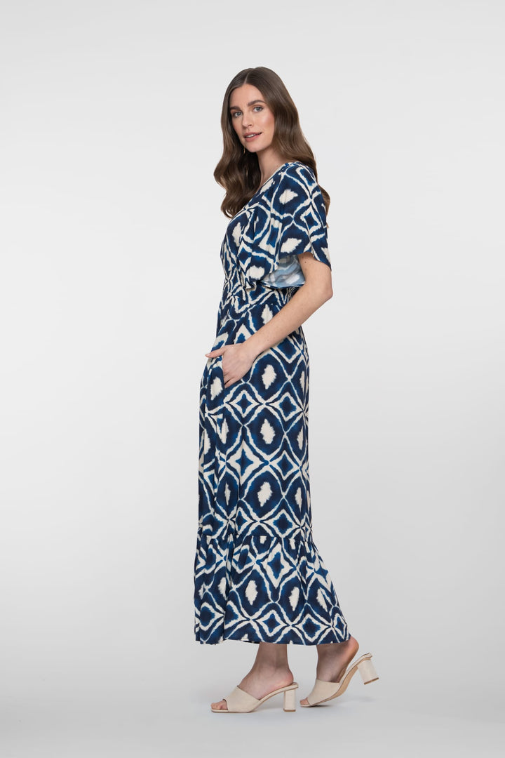 Geisha 67116-20 midi jurk blauw dessin – dames
