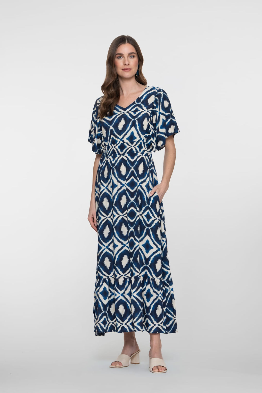 Geisha 67116-20 midi jurk blauw dessin – dames