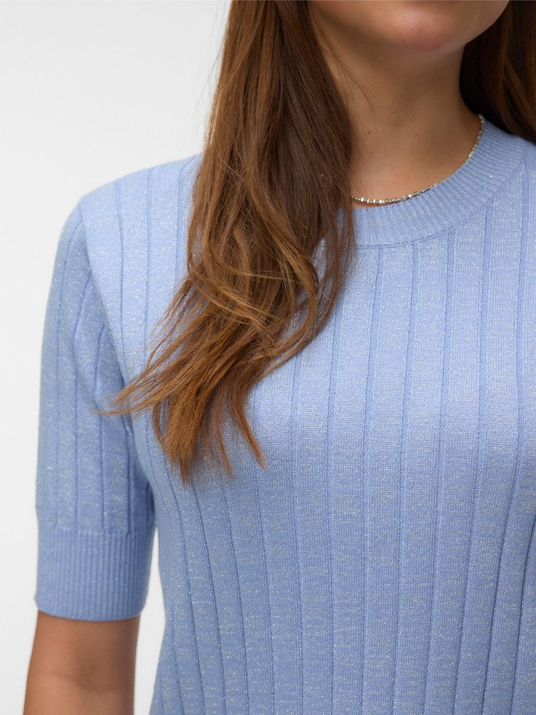 VERO MODA VMBLOW SS O-NECK TOP GA LX - lichtblauw dames