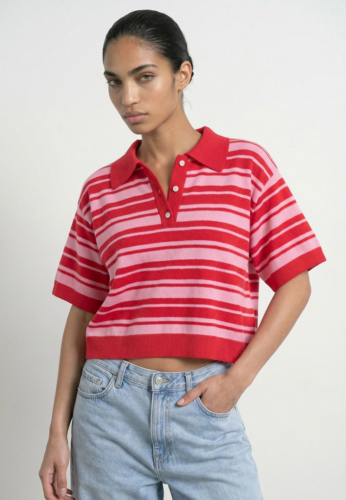 Hype drop Kallie polo l/m dames - roze dessin