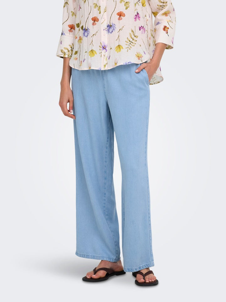 Jacqueline de Yong Mira lange broek dames – blue denim - L32