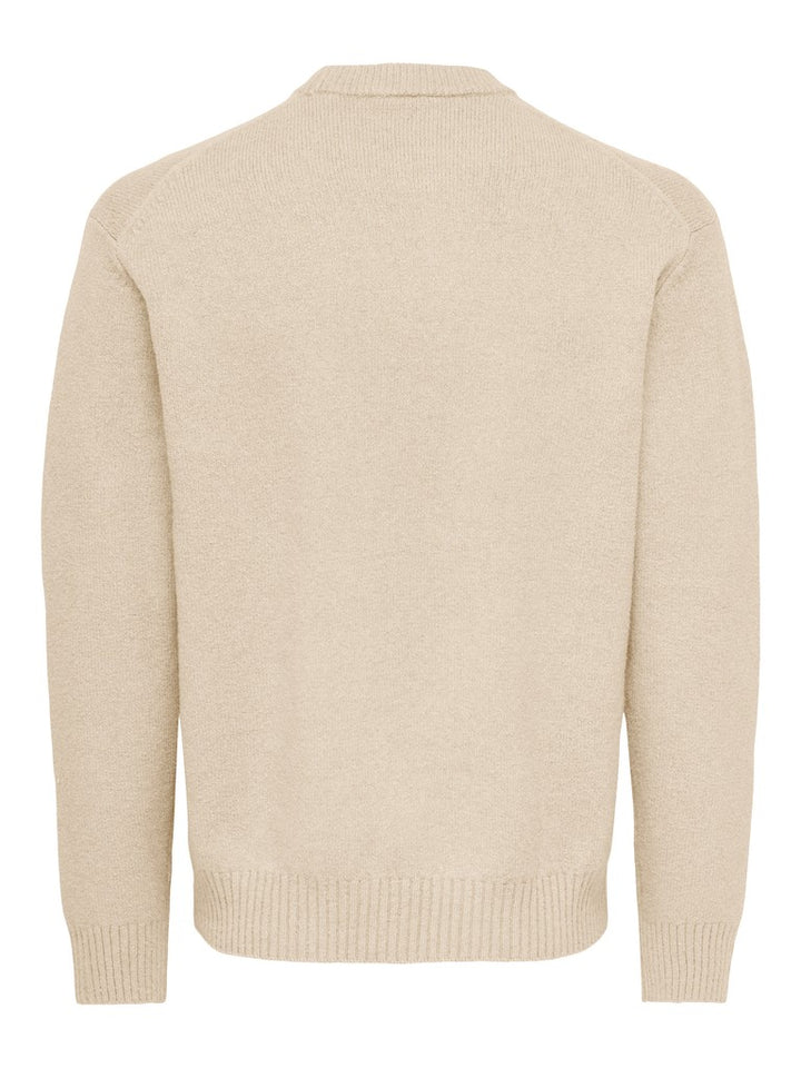 ONLY & SONS ONSJAMES RLX CREW KNIT NOOS – trui heren - Ecru