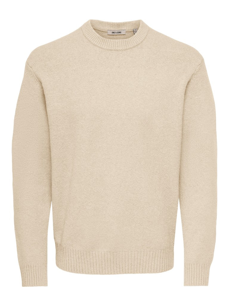ONLY & SONS ONSJAMES RLX CREW KNIT NOOS – trui heren - Ecru