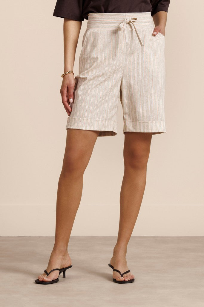 Studio Anneloes City stripe bermuda – dames short - Zand Dessin