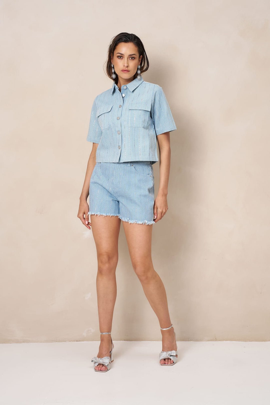 Lofty Manner Short Aleida - dames korte denim - Blauw Dessin