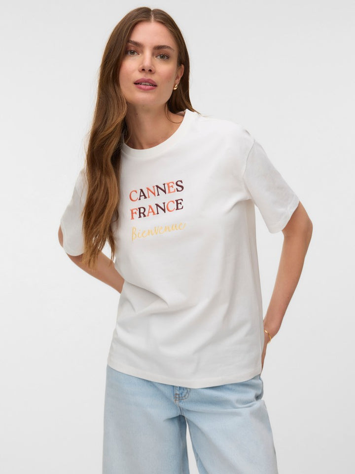 VERO MODA 10325349 Sara T-shirt dames – off-white