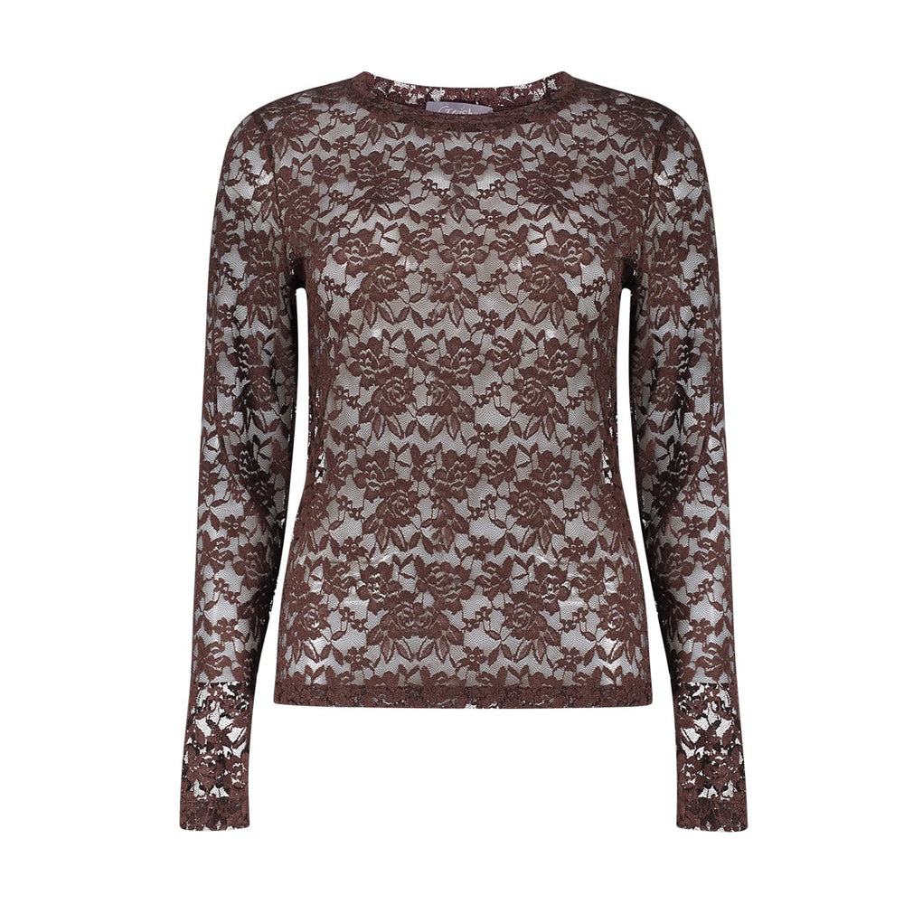 Geisha 62581-14 top l/m dames bruin dessin