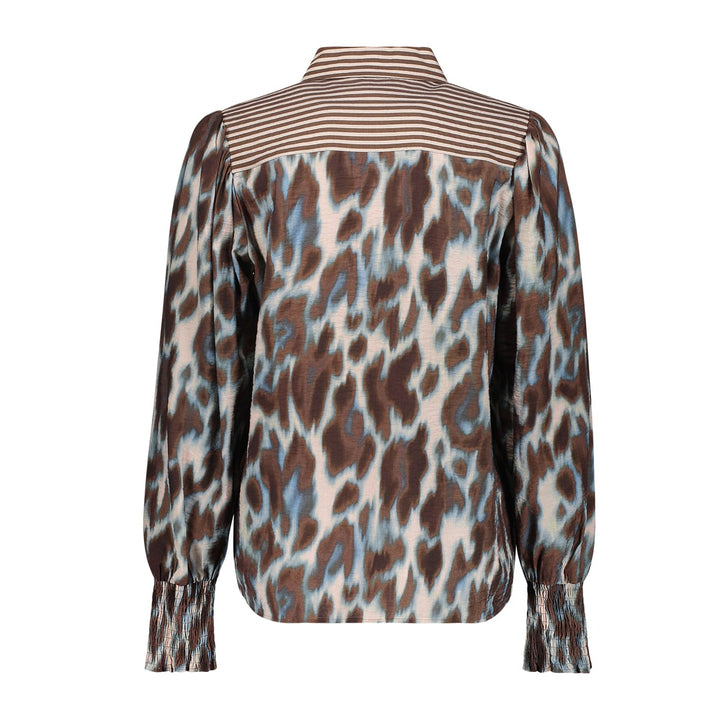 Geisha 63713-20 blouse l/m dames bruin dessin