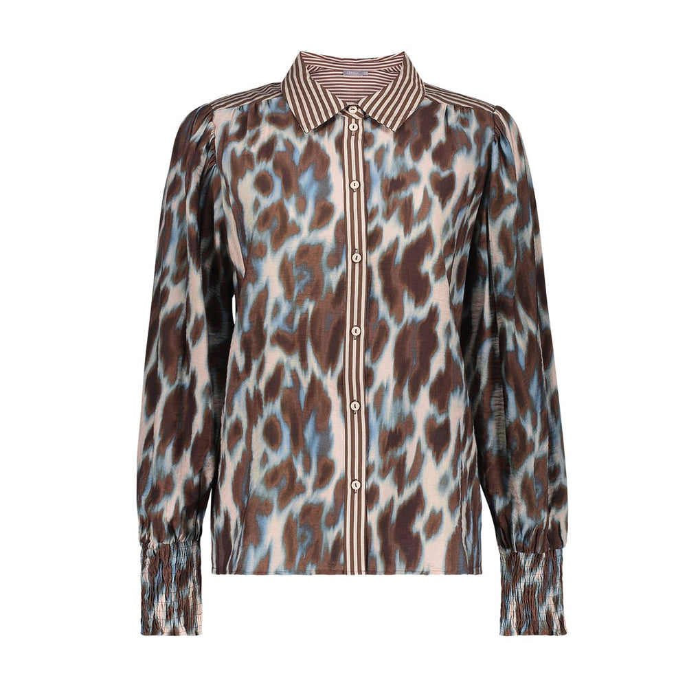 Geisha 63713-20 blouse l/m dames bruin dessin