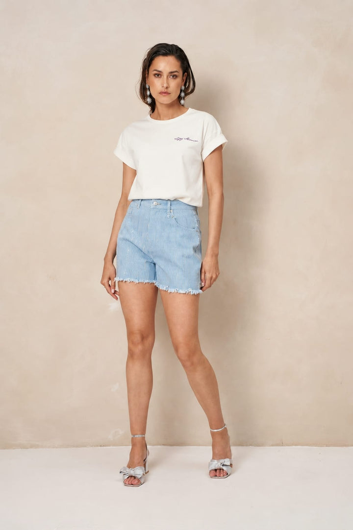 Lofty Manner Short Aleida - dames korte denim - Blauw Dessin