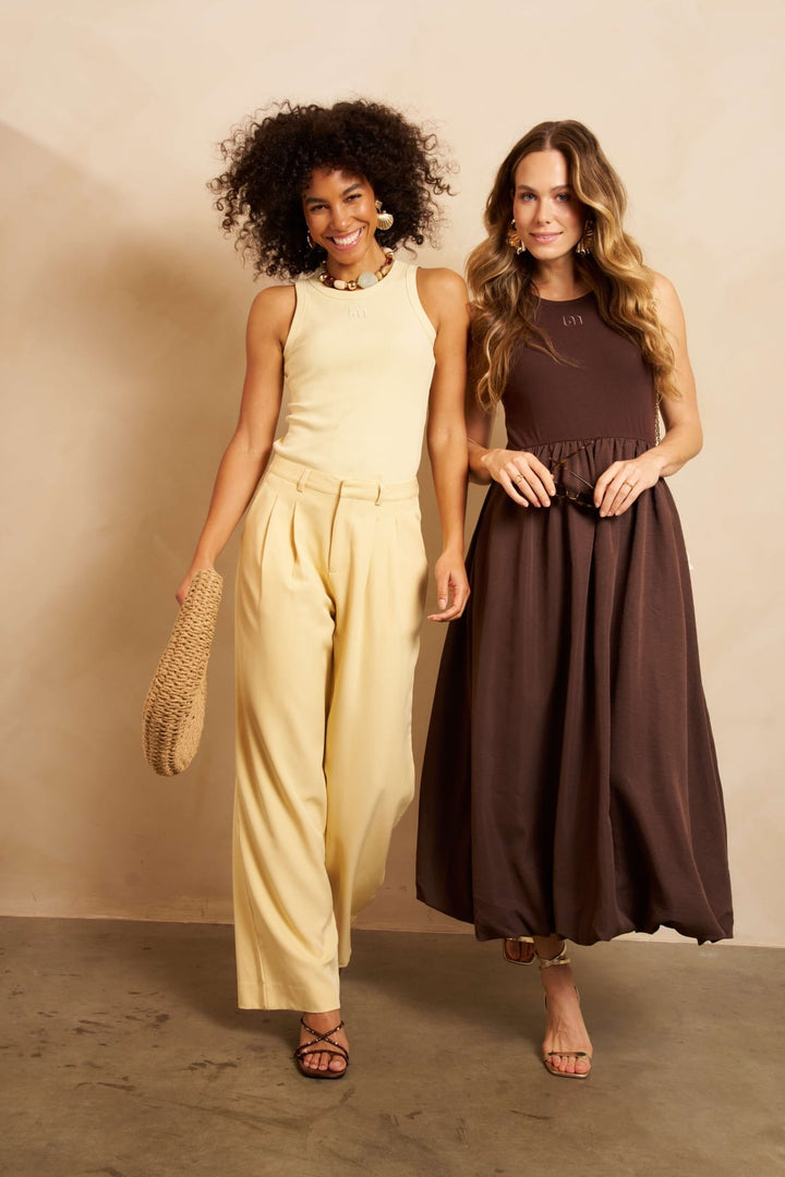 Lofty Manner Dress Pia – midi jurk bruin voor dames