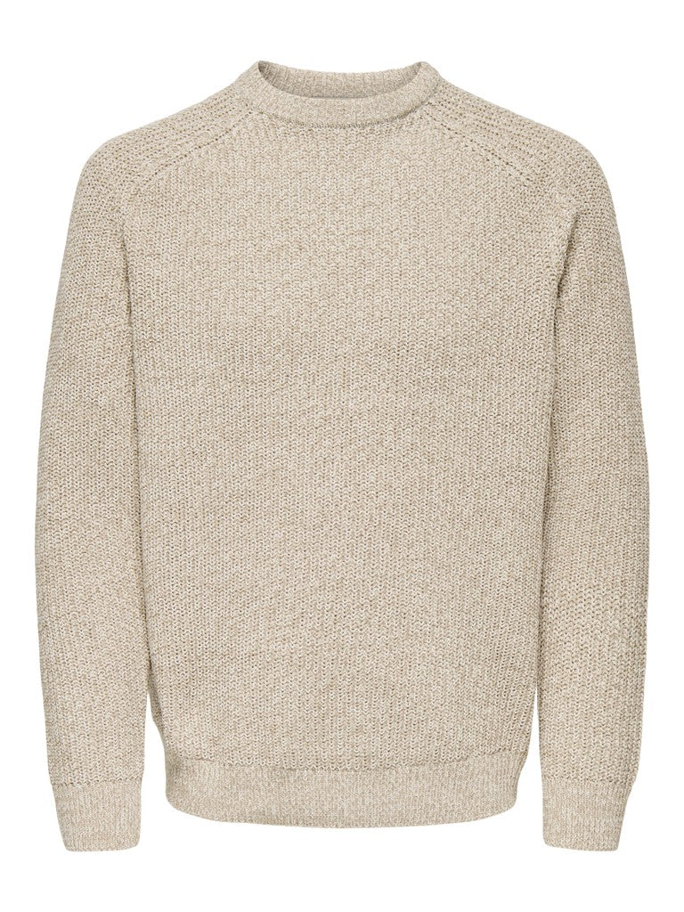ONLY & SONS gebreide pullover zand – heren