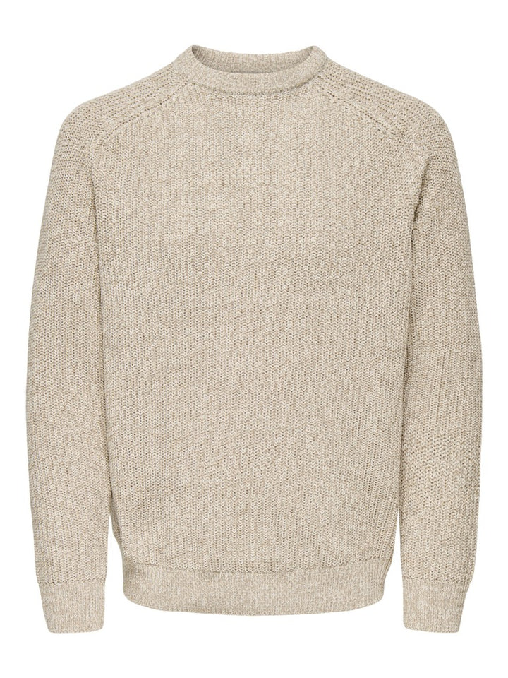 ONLY & SONS gebreide pullover zand – heren